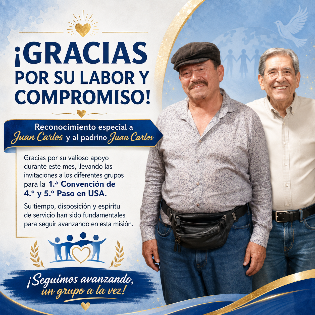 Reconocimiento especial a Juan Carlos y al padrino Juan Carlos por su labor y compromiso